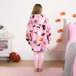 OHS Kids Halloween Pumpkin Print Hoodie Blanket - Pink - thumbnail 5
