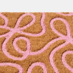 OHS Bow Embossed Coir Mat - Brown/Pink - thumbnail 5