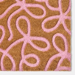 OHS Bow Embossed Coir Mat - Brown/Pink - thumbnail 4