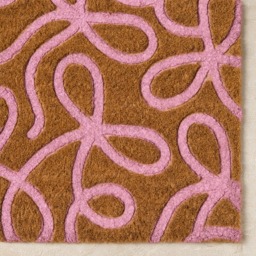 OHS Bow Embossed Coir Mat - Brown/Pink - thumbnail 2