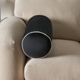 OHS Matte Velvet Bolster Cushion - Black/Cream - thumbnail 5