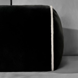 OHS Matte Velvet Bolster Cushion - Black/Cream - thumbnail 3