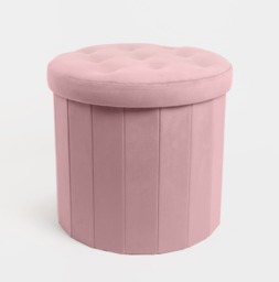 OHS Matte Velvet Foldable Round Storage Ottoman - Blush - thumbnail 4