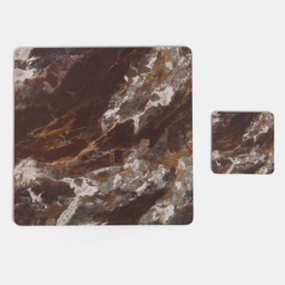 OHS 4 Pack Place Mat and Coaster Set - Brown Marble - thumbnail 2