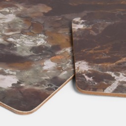 OHS 4 Pack Place Mat and Coaster Set - Brown Marble - thumbnail 3