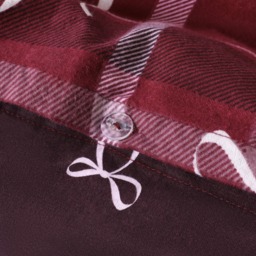 OHS Check Brushed Cotton Flannelette Reversible Duvet Cover Set, Burgundy - King - thumbnail 4