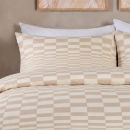 OHS Checkerboard Duvet Set, Stone - Double - thumbnail 3