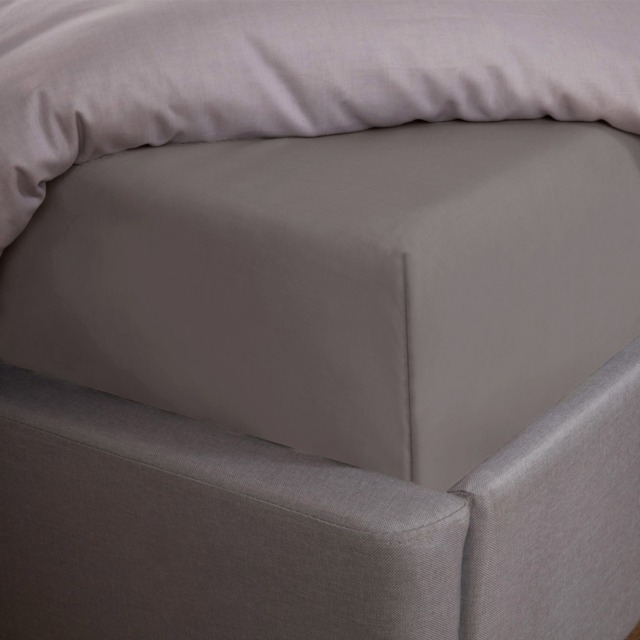 OHS Plain Cotton Deep Fitted Sheet, Grey - King