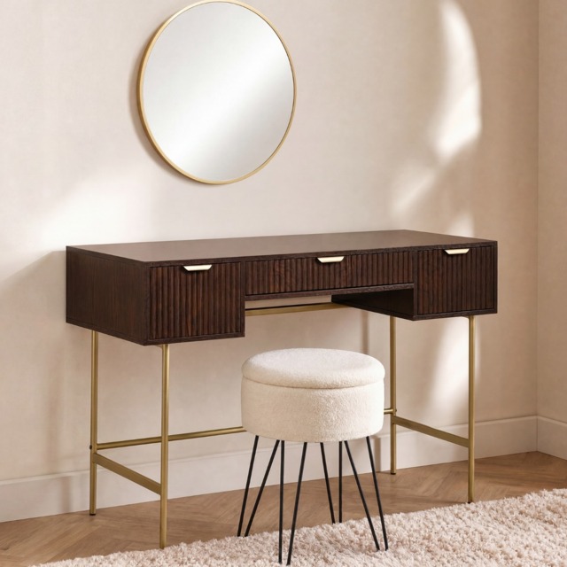 OHS Ribbed Dressing Table - Dark Wood - image 1