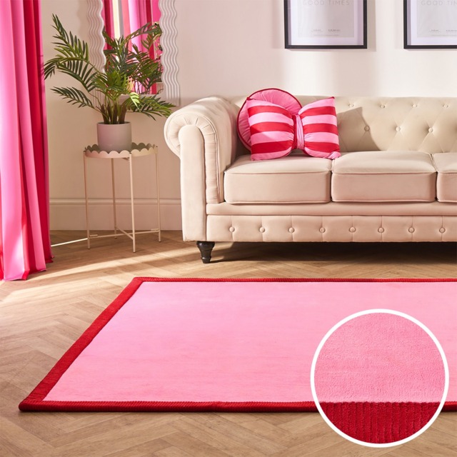 OHS Contrast Border Rug, Pink/Red - 160 x 230cm - image 1