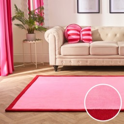 OHS Contrast Border Rug, Pink/Red - 160 x 230cm - thumbnail 1
