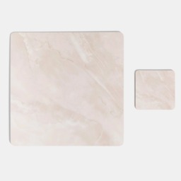 OHS 4 Pack Place Mat and Coaster Set Pack - Cream Marble - thumbnail 2