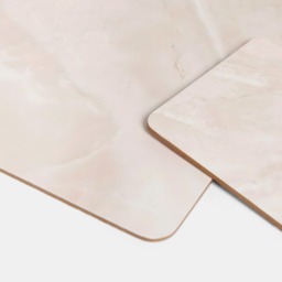 OHS 4 Pack Place Mat and Coaster Set Pack - Cream Marble - thumbnail 3