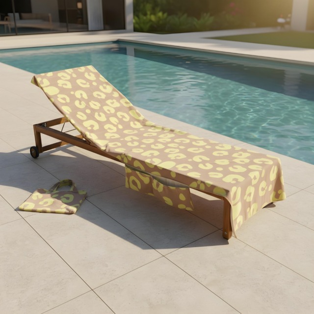 OHS Abstract Leopard Print Beach Towel in a Bag - Neon - image 1