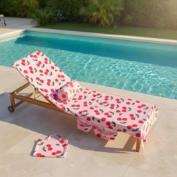 OHS Cherry Print Inflatable Beach Bolster Pillow - Pink - thumbnail 5