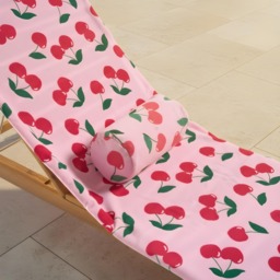 OHS Cherry Print Inflatable Beach Bolster Pillow - Pink - thumbnail 2
