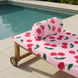 OHS Cherry Print Inflatable Beach Bolster Pillow - Pink - thumbnail 3