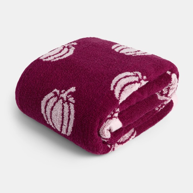 OHS 100% Cotton Tufted Pumpkin Jacquard Bath Towel, Burgundy - 1PC - image 1