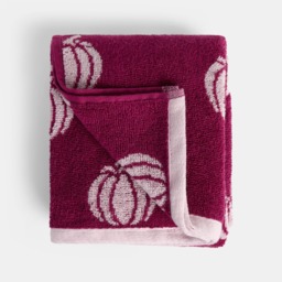 OHS 100% Cotton Tufted Pumpkin Jacquard Bath Towel, Burgundy - 1PC - thumbnail 2