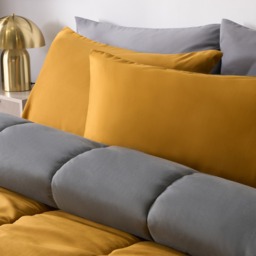 OHS Coverless 10.5 Tog Reversible Duvet & Pillowcase, Grey/Ochre - Single - thumbnail 4
