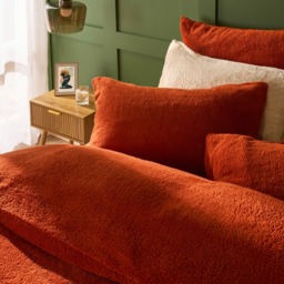 OHS Teddy Fleece Duvet Cover Set, Rust - Double - thumbnail 2
