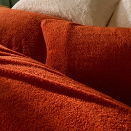 OHS Teddy Fleece Duvet Cover Set, Rust - Double - thumbnail 4