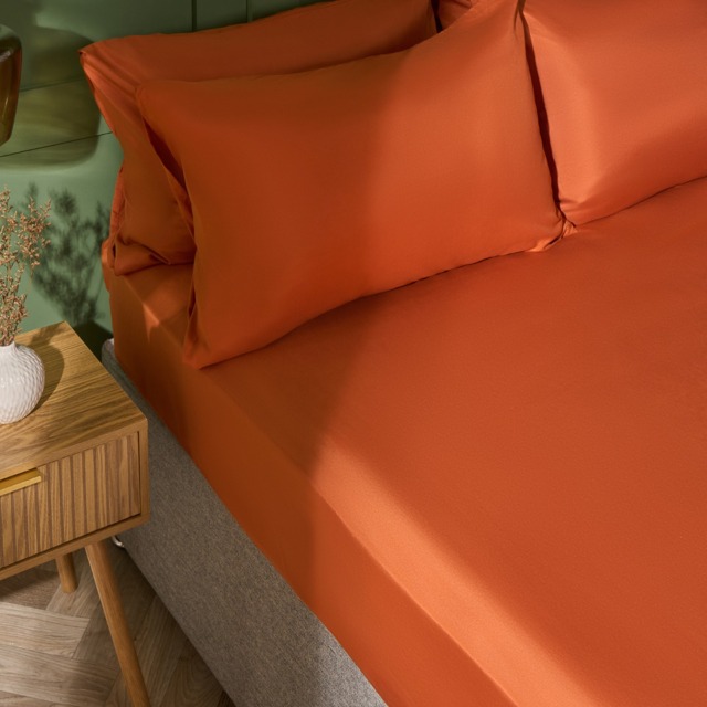 OHS Plain Dyed Fitted Sheet, Rust - Super King - image 1