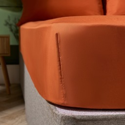OHS Plain Dyed Fitted Sheet, Rust - Super King - thumbnail 2