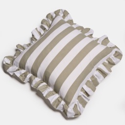 OHS Striped Frill Cushion Covers, 45 x 45cm - Sage - thumbnail 3