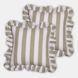 OHS Striped Frill Cushion Covers, 45 x 45cm - Sage - thumbnail 4