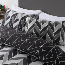 OHS Abstract Chevron Duvet Cover Set, Grey - Double - thumbnail 2