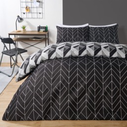 OHS Abstract Chevron Duvet Cover Set, Grey - Double - thumbnail 4