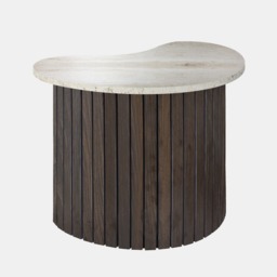 OHS Travertine Effect Irregular Oval Madison Ribbed Side Table - Dark Wood - thumbnail 2