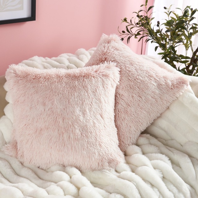 OHS Two Tone Fluffy Cushion Covers, Blush - 45 x 45cm - image 1