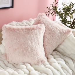 OHS Two Tone Fluffy Cushion Covers, Blush - 45 x 45cm - thumbnail 1