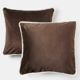 OHS Matte Velvet Piped Edge Cushion Covers, Brown - 45 x 45cm - thumbnail 2