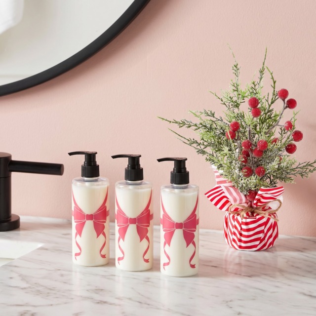 OHS Bow Wrapped Dispenser Bottles, Clear/Hot Pink - 3 Pack - image 1