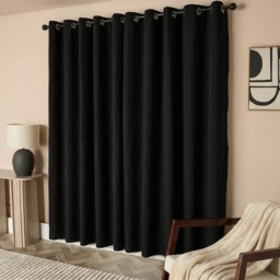 OHS Embossed Arches Eyelet Curtains, Black - 66 x 72in - thumbnail 3