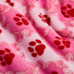OHS Pet Lattice Bow Paw Print Sherpa Reverse Throw - Pink - thumbnail 4