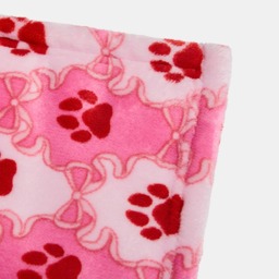 OHS Pet Lattice Bow Paw Print Sherpa Reverse Throw - Pink - thumbnail 3