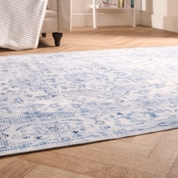 OHS Washable Vintage Printed Rug, Blue - 80 x 150 cm - thumbnail 3
