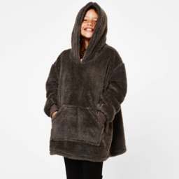 OHS Teddy Fleece Hoodie Blanket, Kids - Charcoal Grey