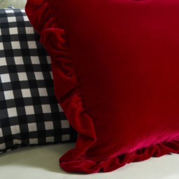 OHS 4 Pack Velvet Plush Cushion Cover - Red - thumbnail 2