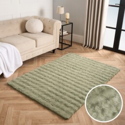 OHS Faux Fur Bubble Rug, Sage - 120 x 170cm - thumbnail 1