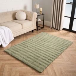 OHS Faux Fur Bubble Rug, Sage - 120 x 170cm - thumbnail 2
