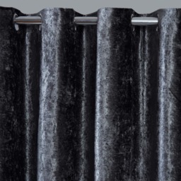 "OHS Crushed Velvet Eyelet Curtains - Charcoal Grey 66"" x 54""" - thumbnail 3