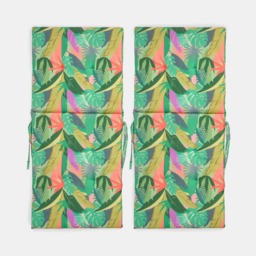OHS Indoor/Outdoor Palm Print Seat Pad with Back, Green - 2 Pack - thumbnail 5