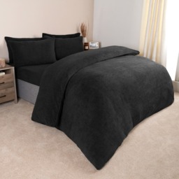 OHS Teddy Fleece Duvet Cover Set, Black - Double - thumbnail 3
