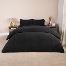 OHS Teddy Fleece Duvet Cover Set, Black - Double - thumbnail 2