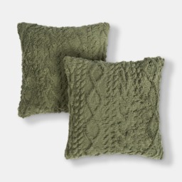 OHS Cable Knit Cushion Covers, Woodland Green - 45 x 45cm - thumbnail 2